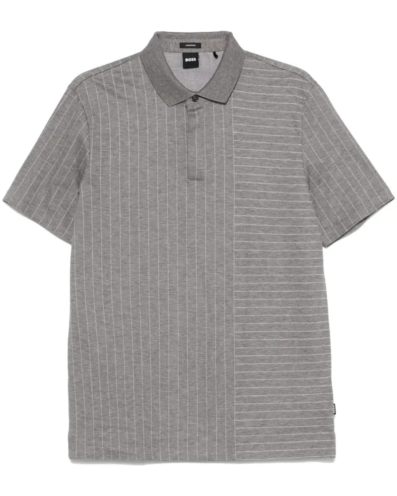 HUGO BOSS Gestreiftes Poloshirt - Grau Grau