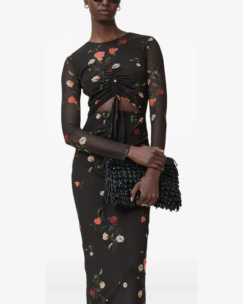 AllSaints Kathy Maxikleid mit Blumen-Print - Schwarz Schwarz