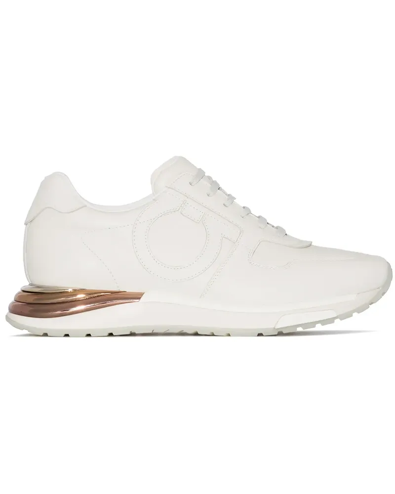 Ferragamo White Brooklyn' Ledersneakers - Weiß Weiß
