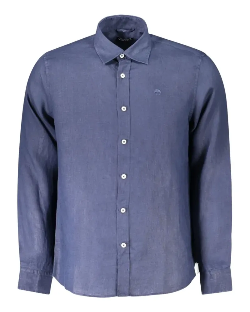 North Sails logo-embroidered linen shirt - Blau Blau