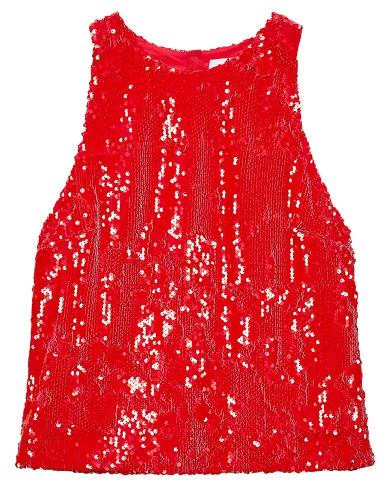 MSGM Oberteil mit Pailletten - Rot Rot