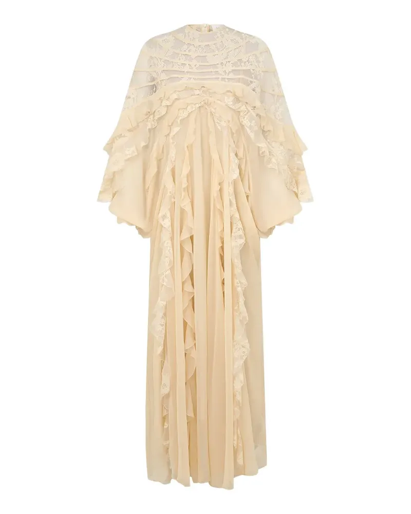 Zimmermann Rebellion Splice ruffled lace-panelled maxi dress - Nude Nude