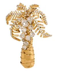 Balmain Palm Tree Brosche mit Kristallverzierung Gold