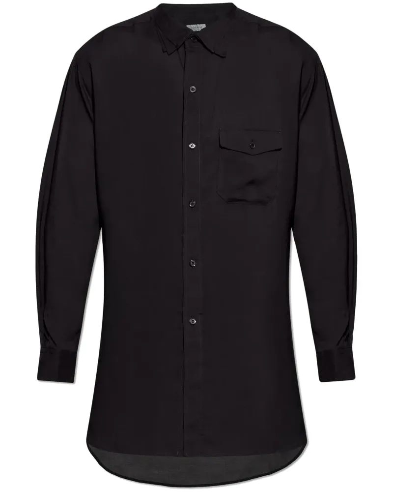 Yohji Yamamoto Hemd mit doppeltem Kragen - Schwarz Schwarz