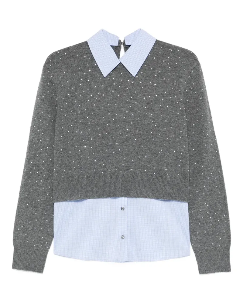 Maje Pullover mit Kristallen - Grau Grau