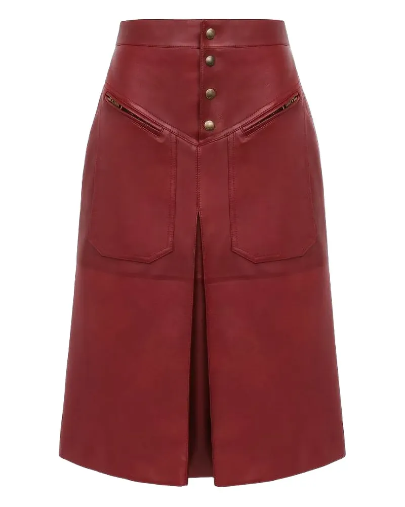 Chloé pocketed leather midi straight skirt - Rot Rot