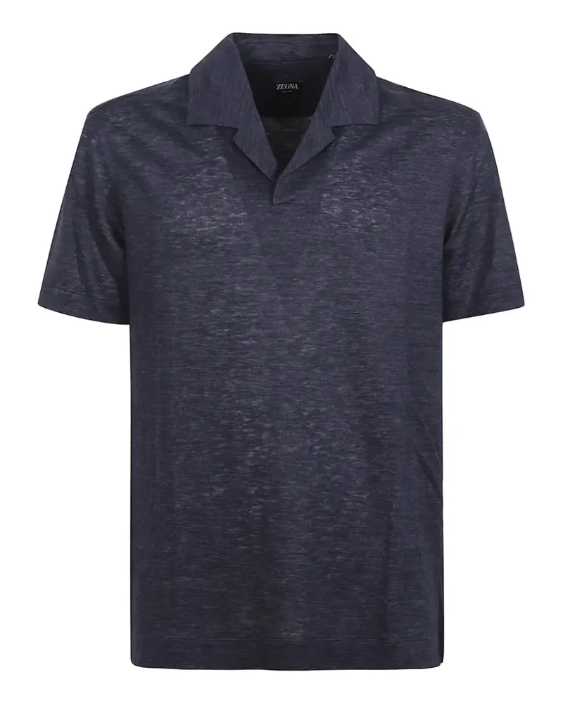 Ermenegildo Zegna slub-texture spread-collar polo shirt - Blau Blau
