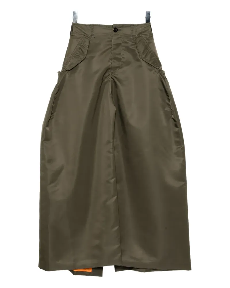 Sacai wide buckled skirt - Grün Grün