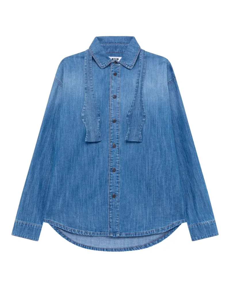 MSGM Jeanshemd mit Fliege - Blau Blau
