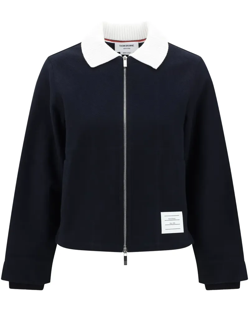 Thom Browne Jacke mit Logo-Patch - Blau Blau