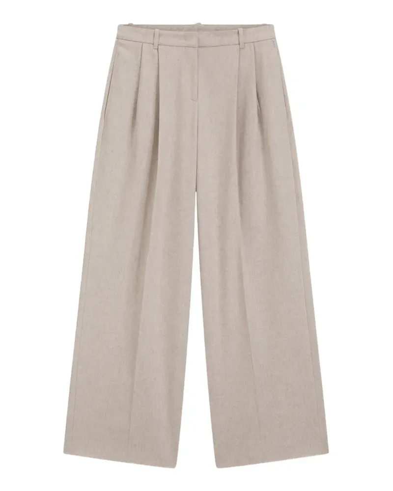 HUGO BOSS Weite Hose aus meliertem Flanell mit Falten vorne - Nude Nude