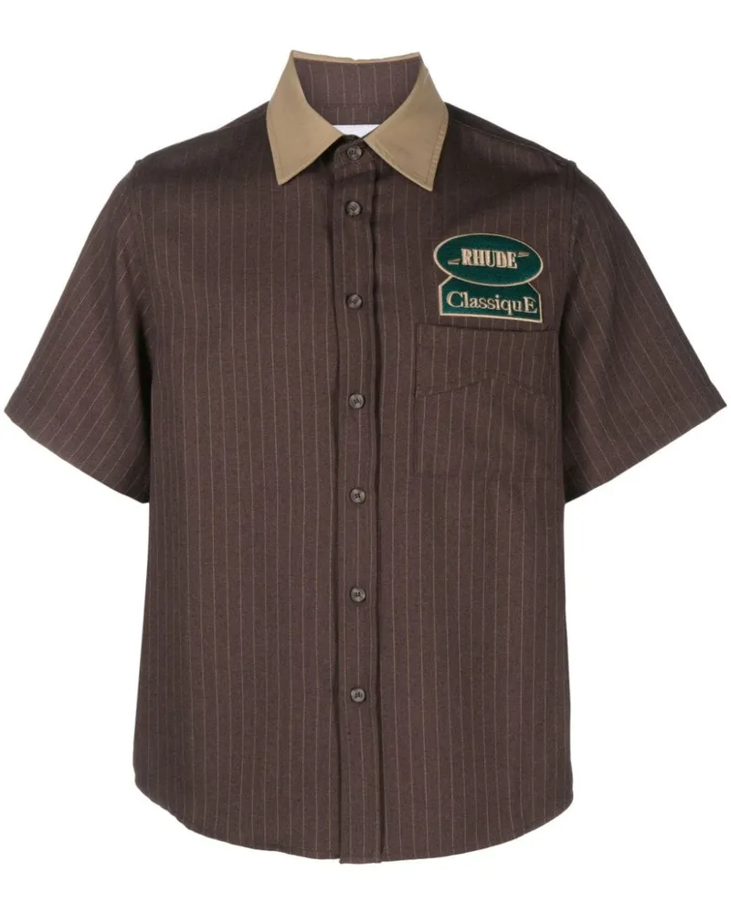 RHUDE Hemd mit "AWOL"-Print - Braun Braun