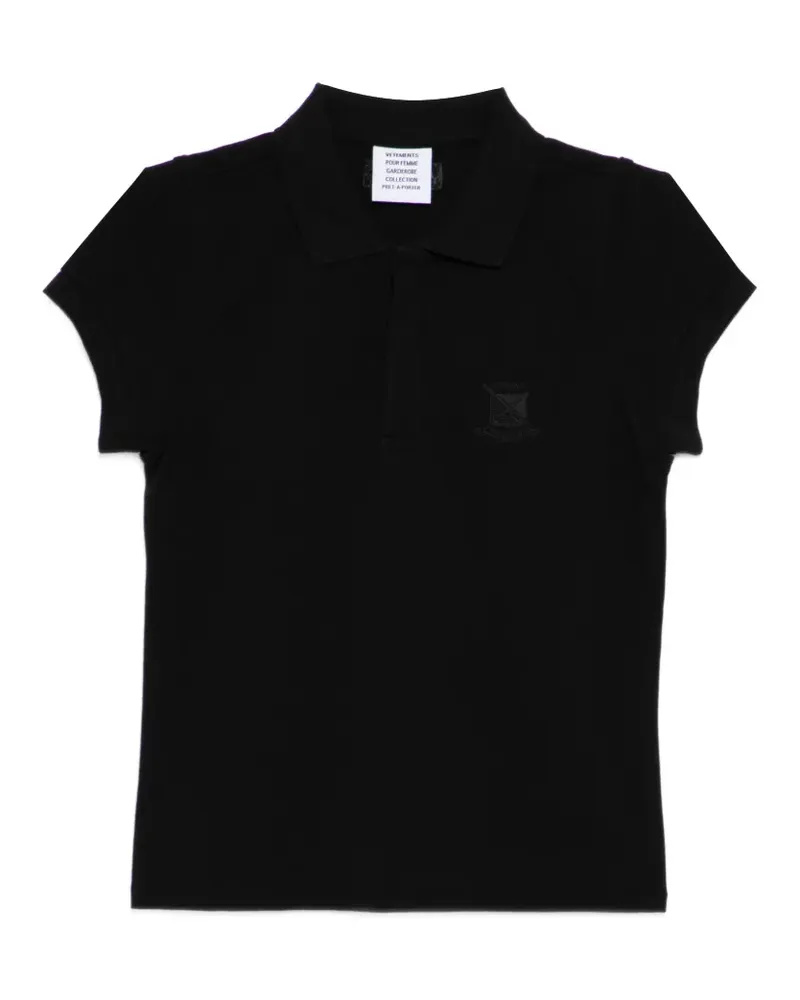 VETEMENTS logo-embroidered top - Schwarz Schwarz