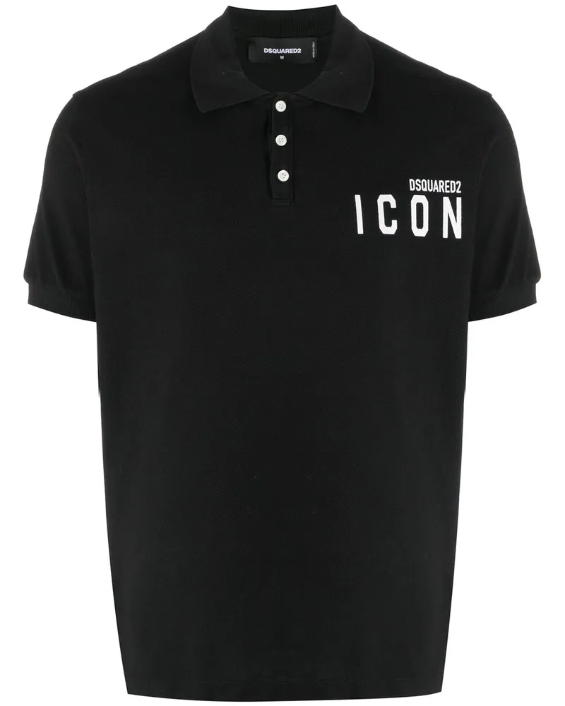 Dsquared2 Poloshirt mit Slogan-Print - Schwarz Schwarz