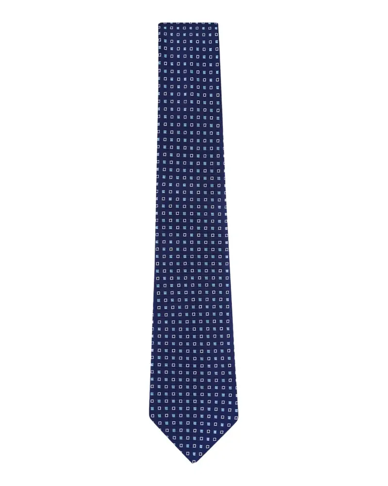 Kiton geometric-pattern silk tie - Blau Blau