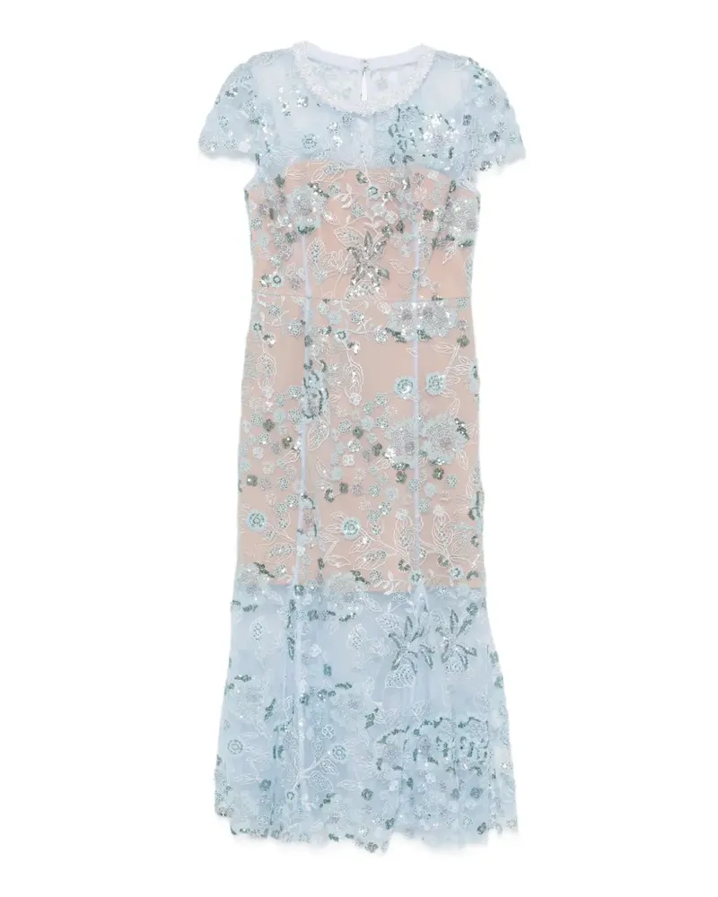 Self-Portrait sequin-embellished floral-lace midi dress - Blau Blau