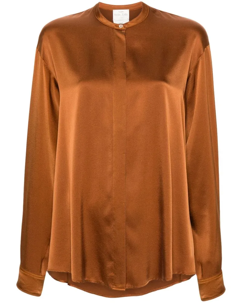 forte_forte Hemd aus Satin mit Stehkragen - Braun Braun