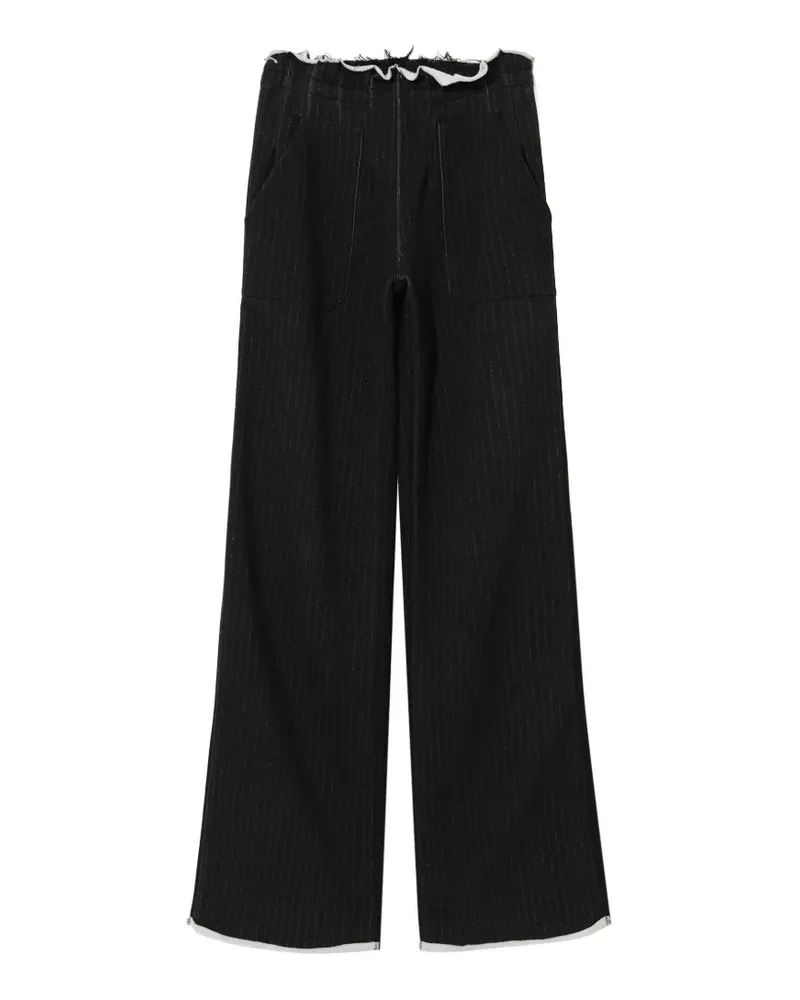 Undercover Ungesäumte Hose mit Nadelstreifen - Schwarz Schwarz