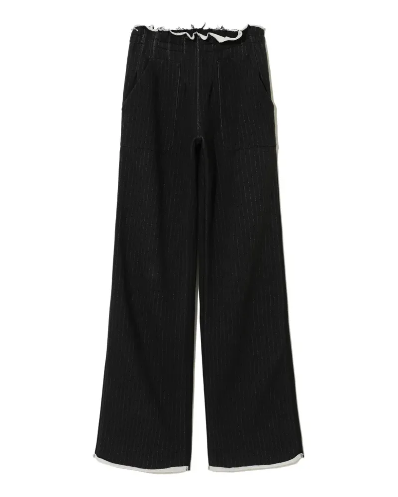 Undercover Ungesäumte Hose mit Nadelstreifen - Schwarz Schwarz
