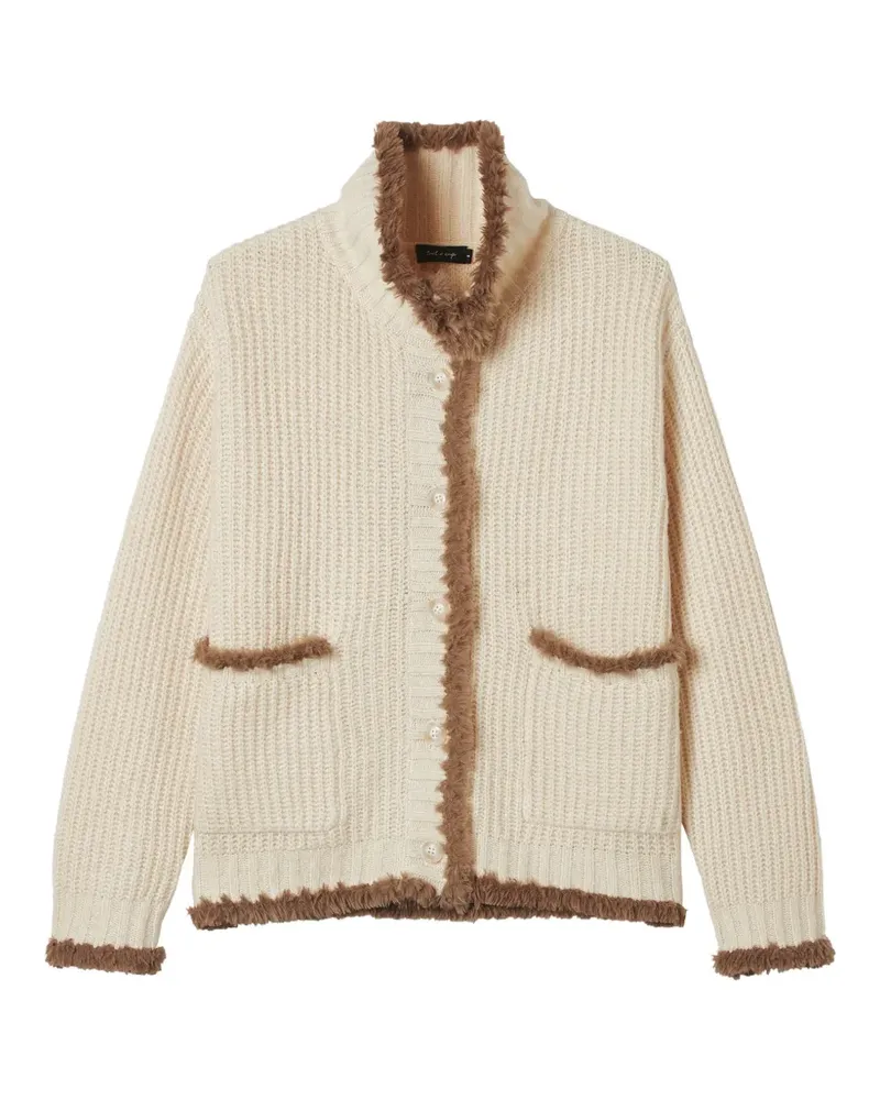 Tout a Coup Gerippter Cardigan mit Faux Fur-Besatz - Nude Nude