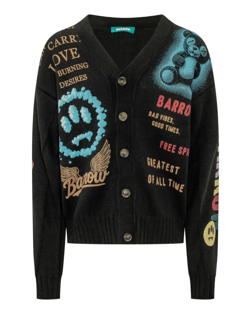 BARROW graphic-print button-up cardigan - Schwarz Schwarz