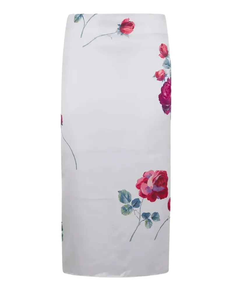 N° 21 Midirock mit Blumenprint - Weiß Weiß