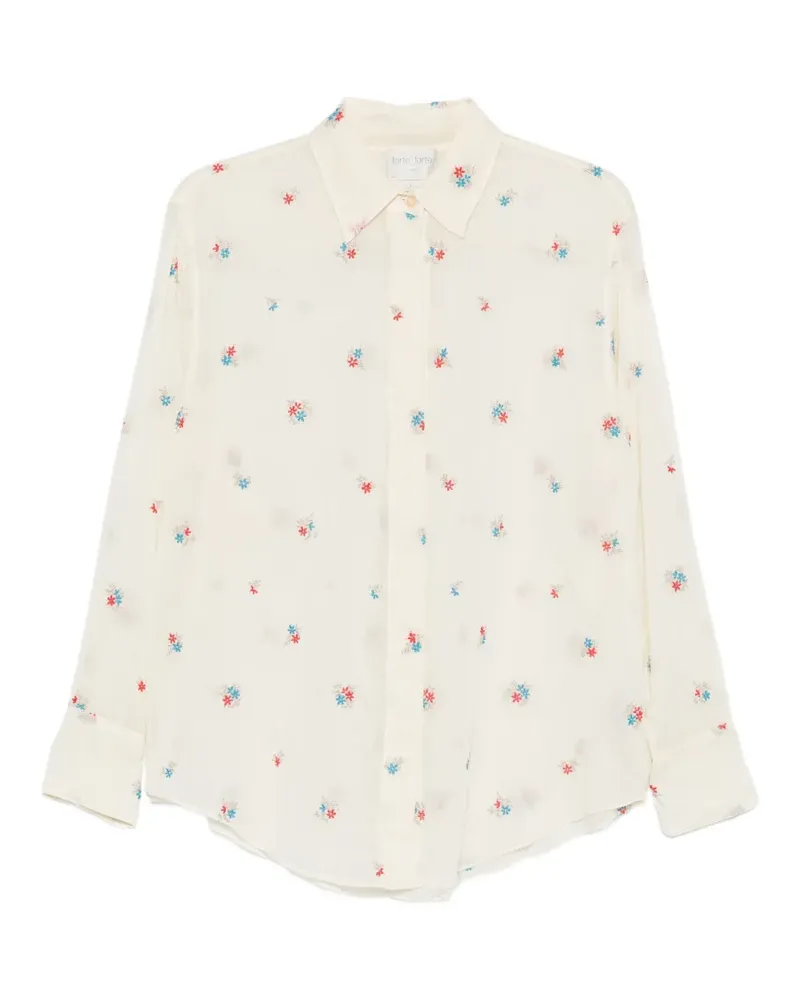 forte_forte embroidered-floral buttoned shirt - Nude Nude
