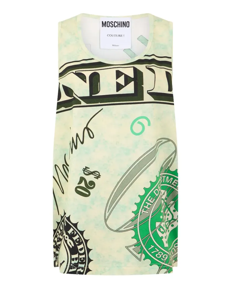 Moschino banknote-print tank top - Grün Grün