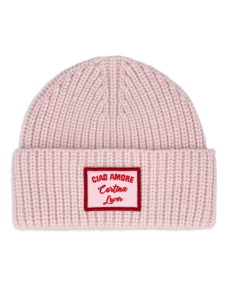Giada Benincasa Gerippte Beanie mit Logo-Patch - Rosa Rosa