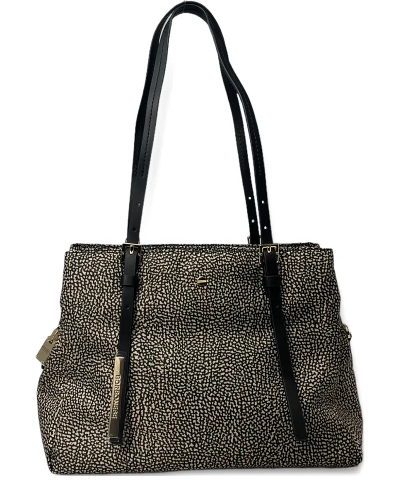 Borbonese Mittelgroße Schultertasche mit Print - Schwarz Schwarz