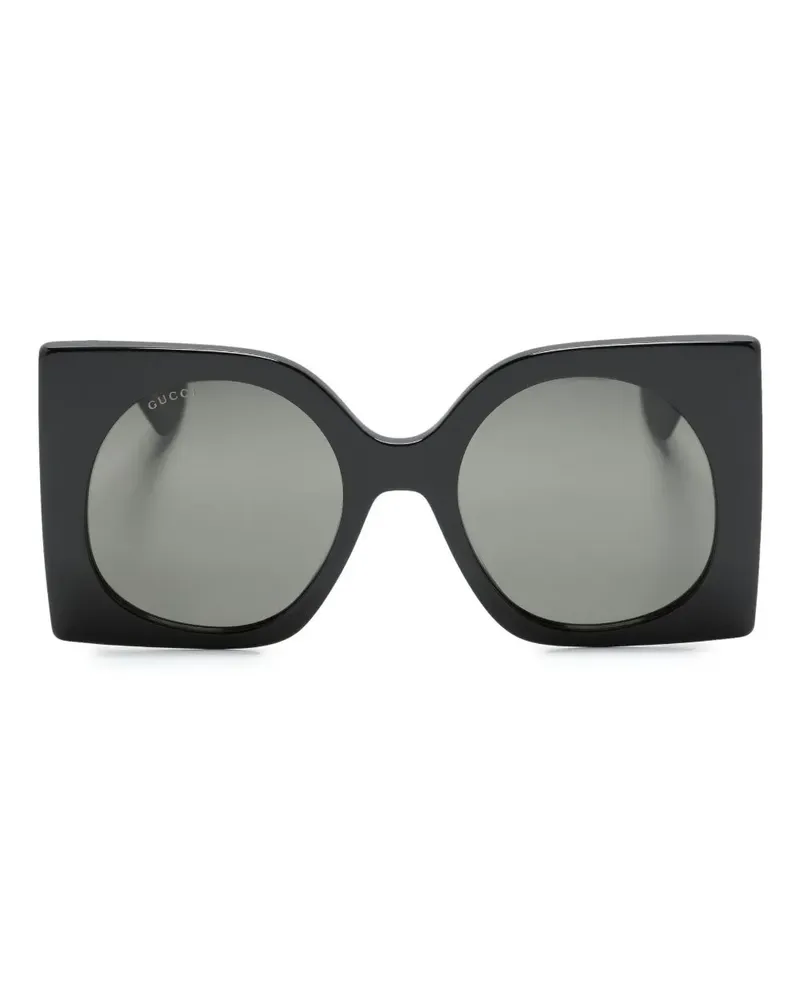Gucci Eckige Sonnenbrille im Oversized-Look - Schwarz Schwarz
