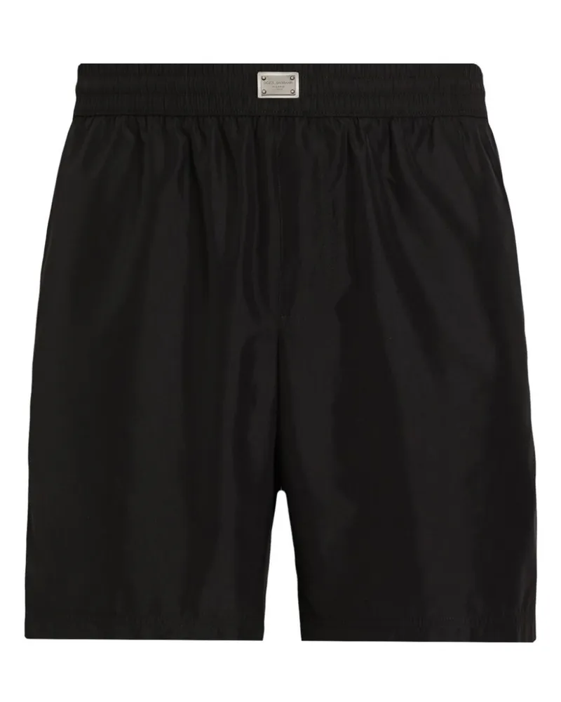 Dolce & Gabbana Badeshorts mit Logo-Schild - Schwarz Schwarz