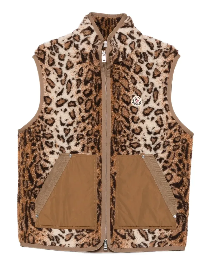 Moncler Weste mit Leoparden-Print - Braun Braun
