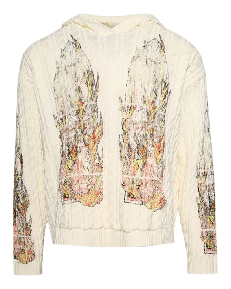 WHO DECIDES WAR Flame Hoodie mit Zopfmuster - Nude Nude