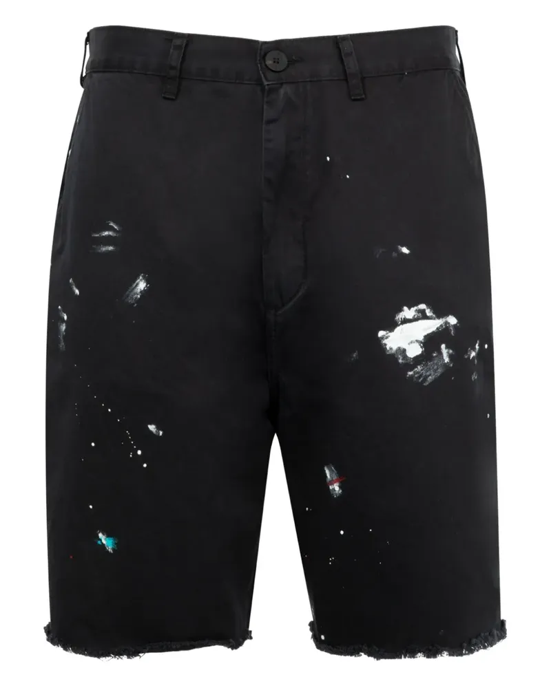 GALLERY DEPT. Ausgefranste Shorts mit Farbklecks-Print - Schwarz Schwarz