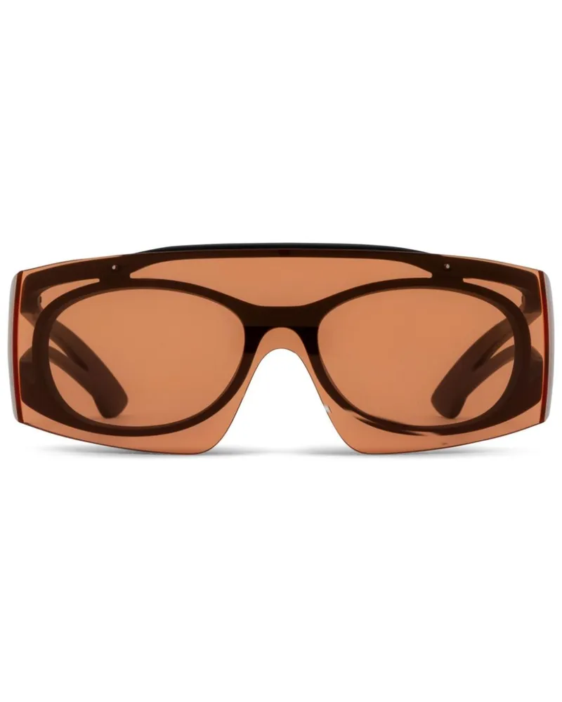 Alexander McQueen Sonnenbrille mit Logo-Print - Schwarz Schwarz