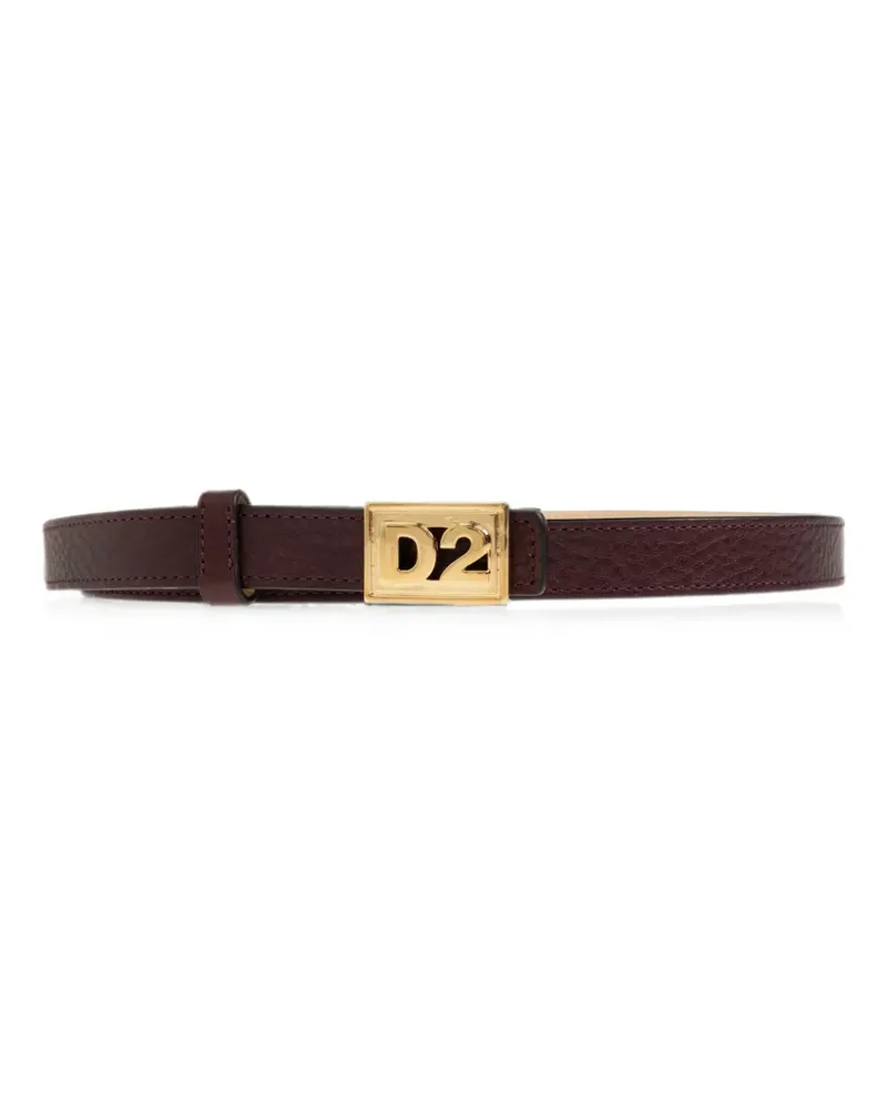 Dsquared2 logo-plaque pebbled leather belt - Rot Rot