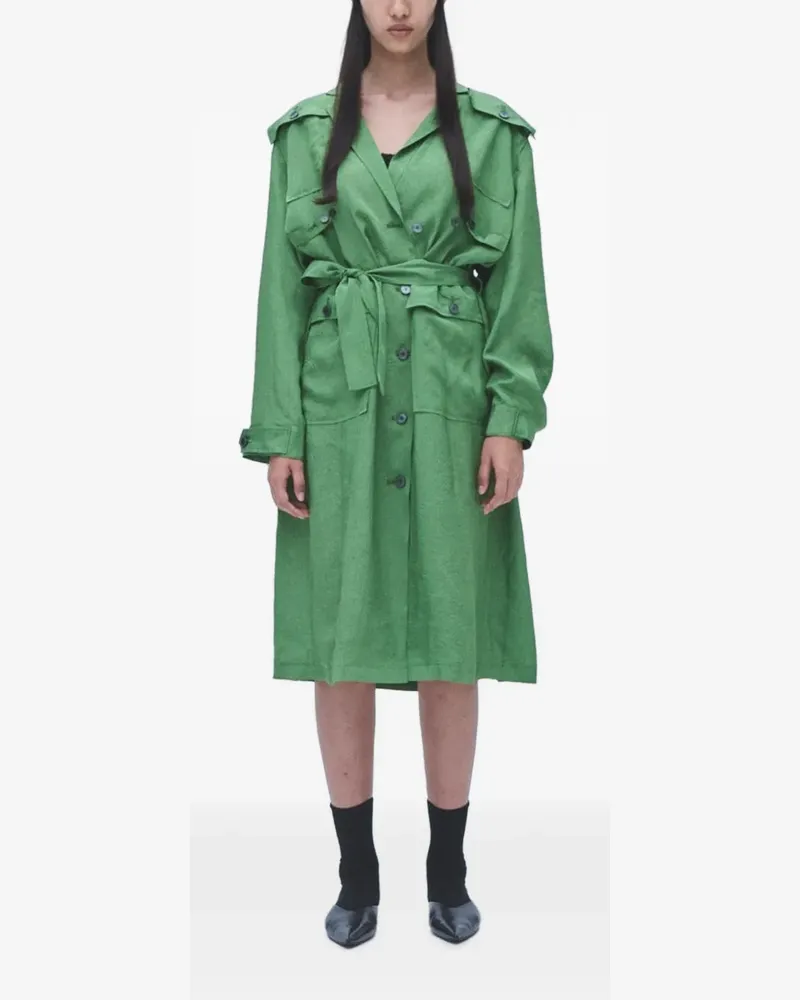Muller of Yoshiokubo Wrinkles belted button-up coat dress - Grün Grün