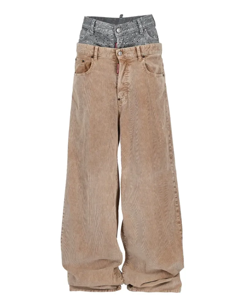 Dsquared2 Twin Pack layered corduroy trousers - Nude Nude