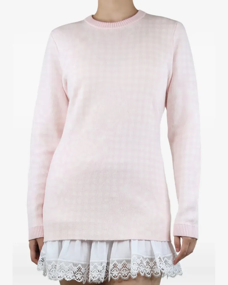 Brandon Maxwell floral-gingham sweater - Rosa Rosa