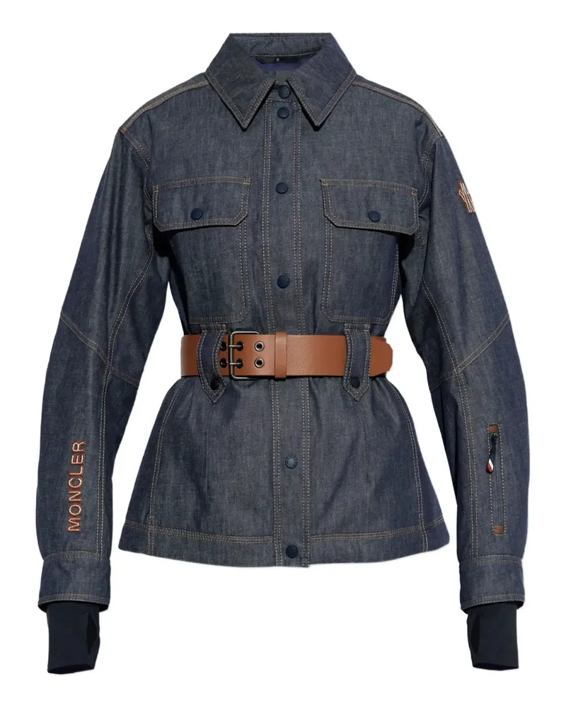 Moncler belted denim jacket - Blau Blau