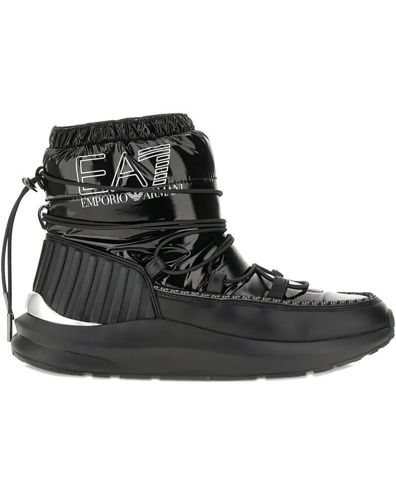 EA7 logo lace-up boots - Schwarz Schwarz