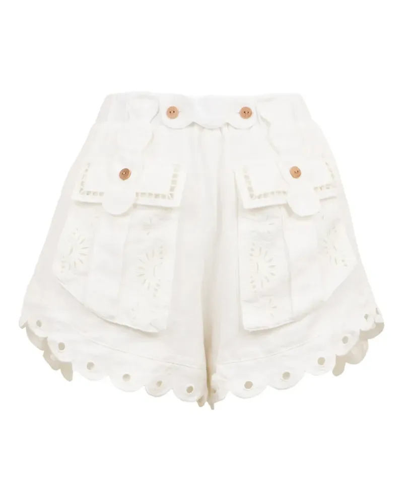 FARM Rio Bestickte Mini-Shorts - Weiß Weiß