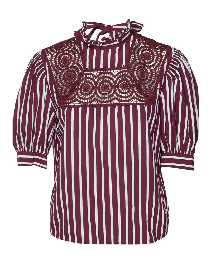 Sandro striped lace-trim blouse - Rot Rot