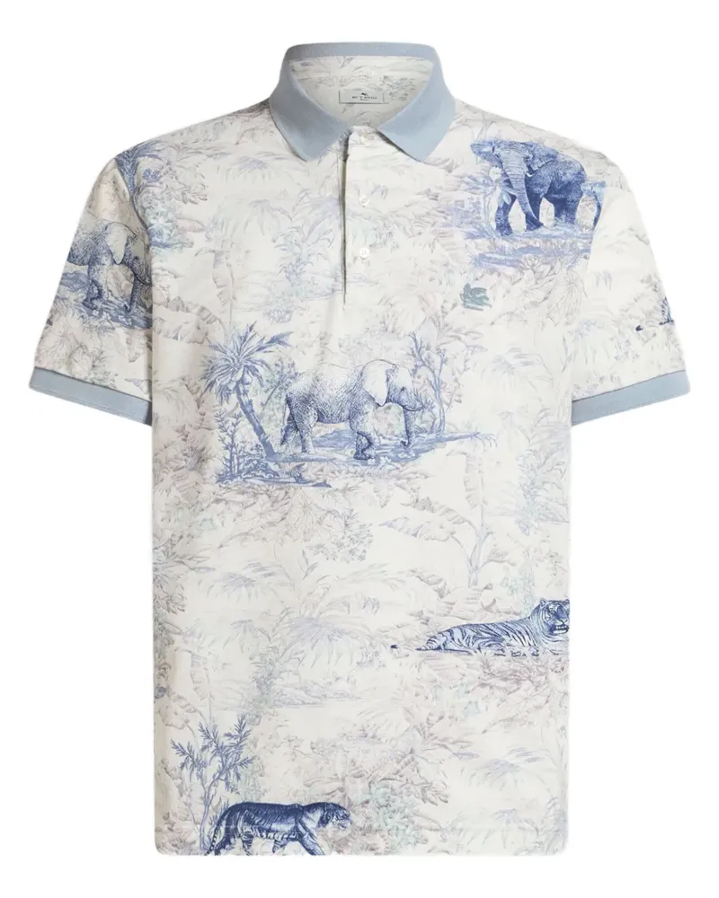 Etro Poloshirt mit Safari-Print - Weiß Weiß
