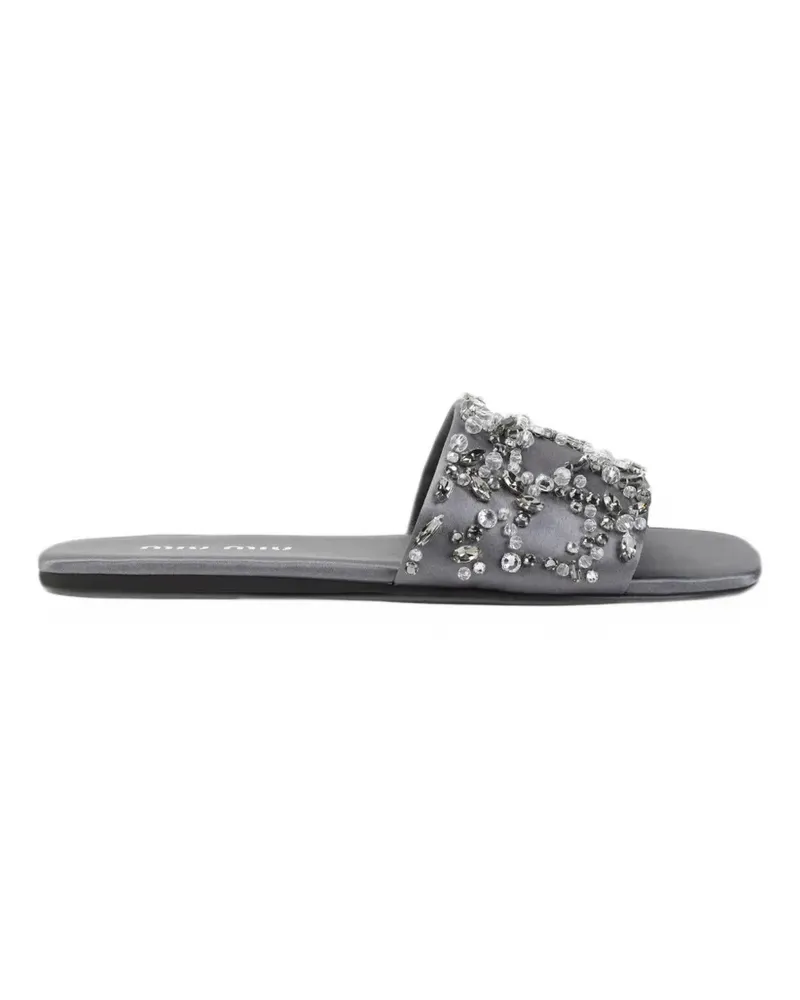 Miu Miu Slider crystal-embellished satin sandals - Grau Grau