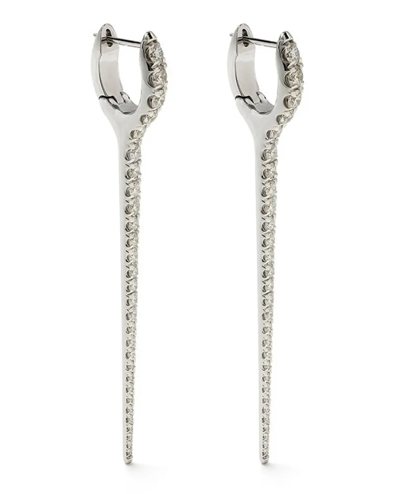 Melissa Kaye 18kt Lola Needle Weißgoldohrringe mit Diamanten - Silber Silber