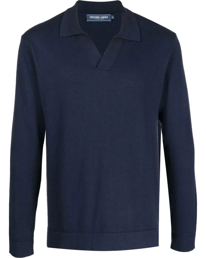 Frescobol Carioca Pullover mit Polokragen - Blau Blau