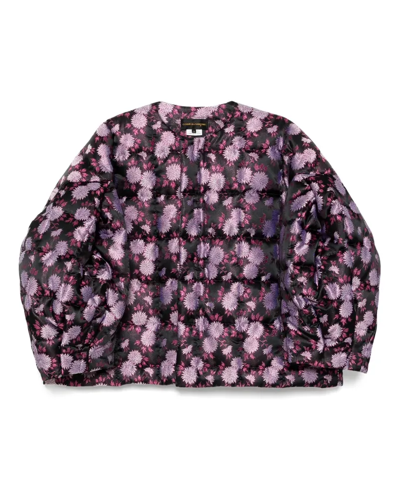 Comme des Garçons Wattierte Jacke mit Blumen-Print - Schwarz Schwarz