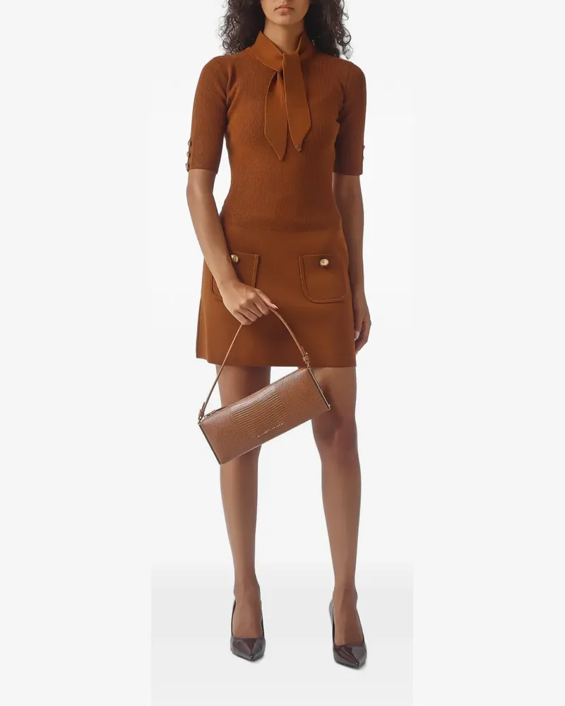 Elisabetta Franchi mini dress in knit fabric with jewel buttons - Braun Braun